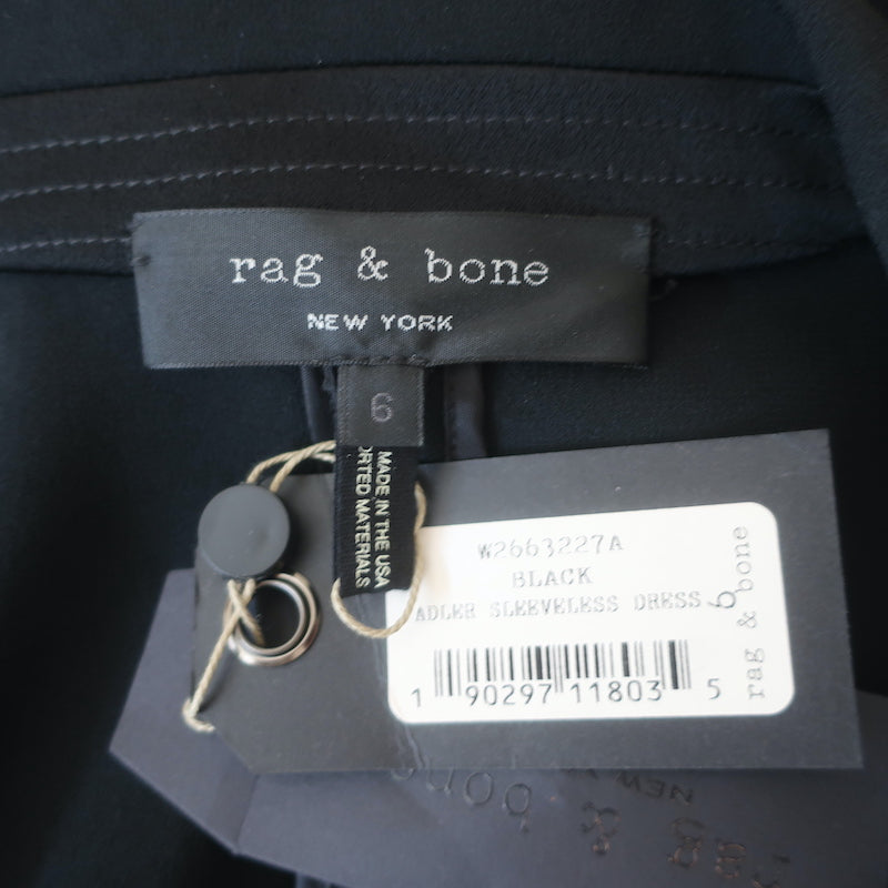 Rag &amp; Bone Adler Double-Breasted Sleeveless Mini Dress Black Crepe Size 6 NEW