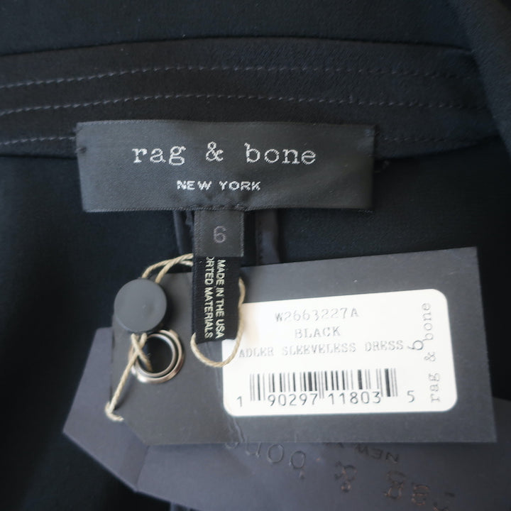 Rag &amp; Bone Adler Double-Breasted Sleeveless Mini Dress Black Crepe Size 6 NEW