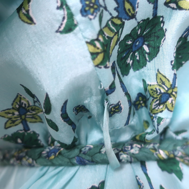 Hannah Artwear Oceanus Braided Belt Maxi Dress Blue Floral Print Silk Size 0