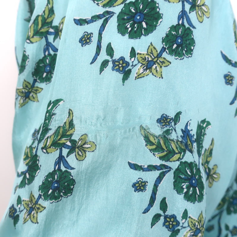 Hannah Artwear Oceanus Braided Belt Maxi Dress Blue Floral Print Silk Size 0