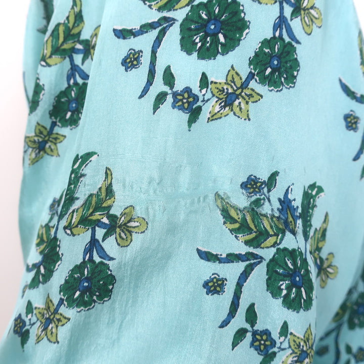 Hannah Artwear Oceanus Braided Belt Maxi Dress Blue Floral Print Silk Size 0