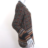 A.L.C. Franco Blouse Black Bandana Print Silk Size 10 Long Sleeve Button-Up Top