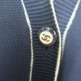 Chanel Cruise 2014 Piped V-Neck Long Cardigan Navy Cotton Pique Size 38