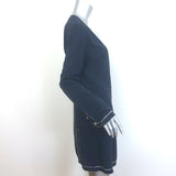 Chanel Cruise 2014 Piped V-Neck Long Cardigan Navy Cotton Pique Size 38