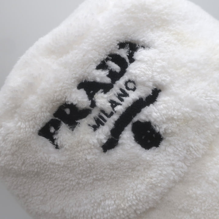 Prada Logo-Embroidered Terry Cloth Bucket Hat White Size Small