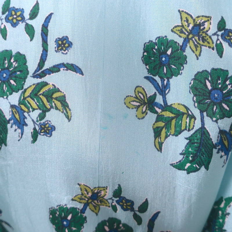 Hannah Artwear Oceanus Braided Belt Maxi Dress Blue Floral Print Silk Size 0