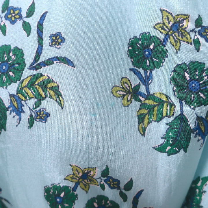 Hannah Artwear Oceanus Braided Belt Maxi Dress Blue Floral Print Silk Size 0
