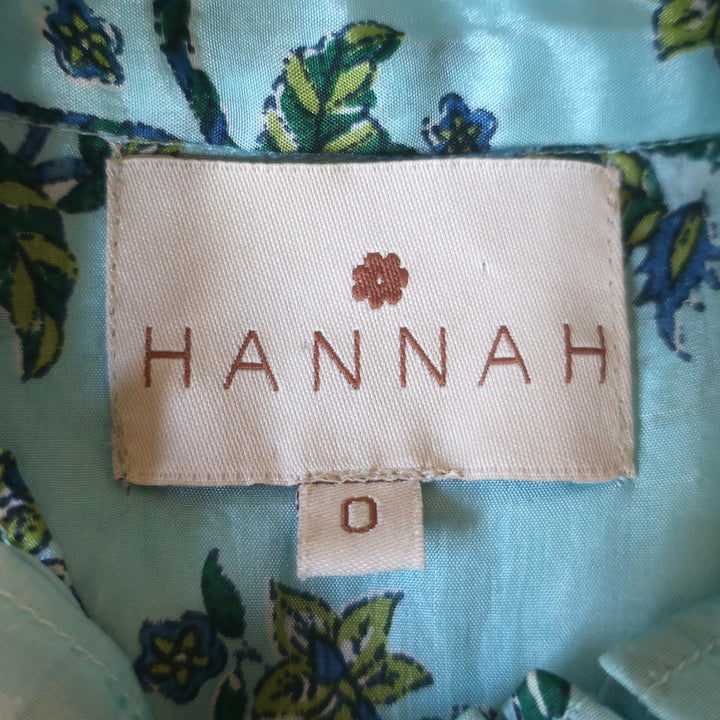 Hannah Artwear Oceanus Braided Belt Maxi Dress Blue Floral Print Silk Size 0