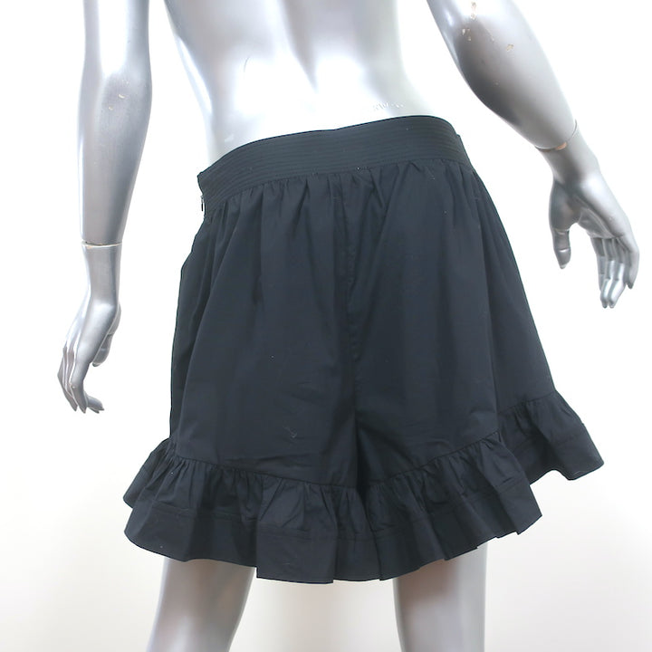 Ulla Johnson Ambre Ruffle Shorts Black Cotton Size 8 NEW