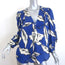 Veronica Beard Milan Top Blue Floral Print Silk-Blend Size 10 Puff Sleeve Blouse