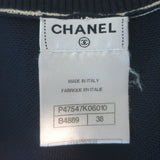 Chanel Cruise 2014 Piped V-Neck Long Cardigan Navy Cotton Pique Size 38