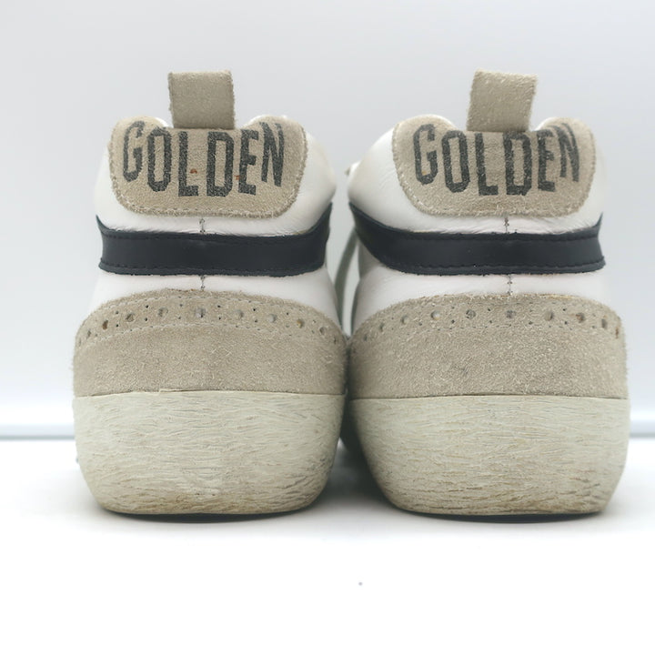 Golden Goose Mid Star Sneakers White &amp; Silver Metallic Leather Size 38