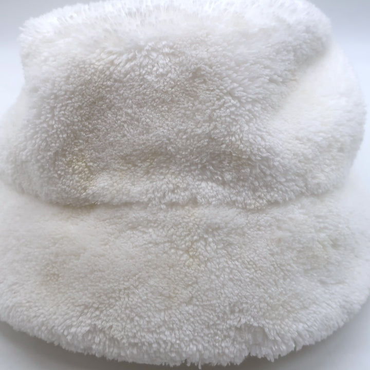 Prada Logo-Embroidered Terry Cloth Bucket Hat White Size Small