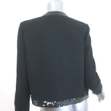 Saint Laurent Sequin-Trimmed Open Front Jacket Black Wool Crepe Size 38
