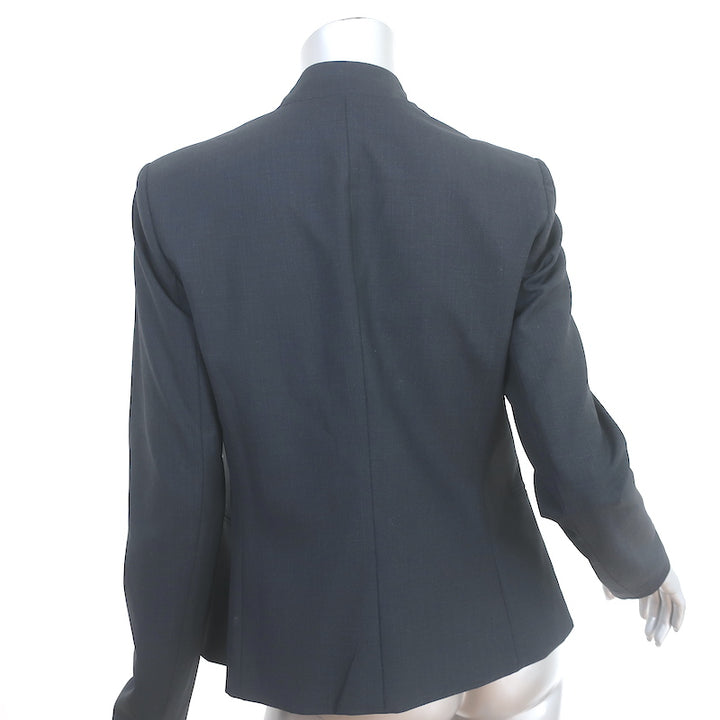 Theory Lanai Blazer Charcoal Stretch Wool Size 6 Open-Front Jacket