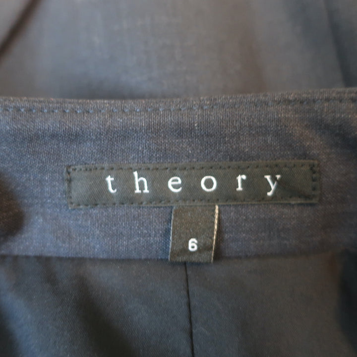 Theory Lanai Blazer Charcoal Stretch Wool Size 6 Open-Front Jacket