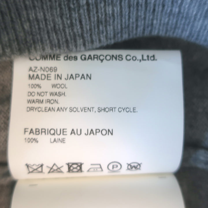 PLAY Comme des Garcons Double Heart V-Neck Sweater Light Gray Wool Size Medium