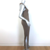 Loewe Anagram Twist-Back Maxi Dress Brown Stretch Wool Jersey Size Small