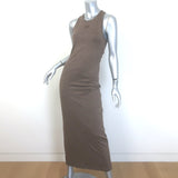 Loewe Anagram Twist-Back Maxi Dress Brown Stretch Wool Jersey Size Small
