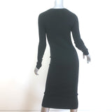 A.L.C. Long Sleeve Midi Dress Black Stretch Jersey Size Extra Small
