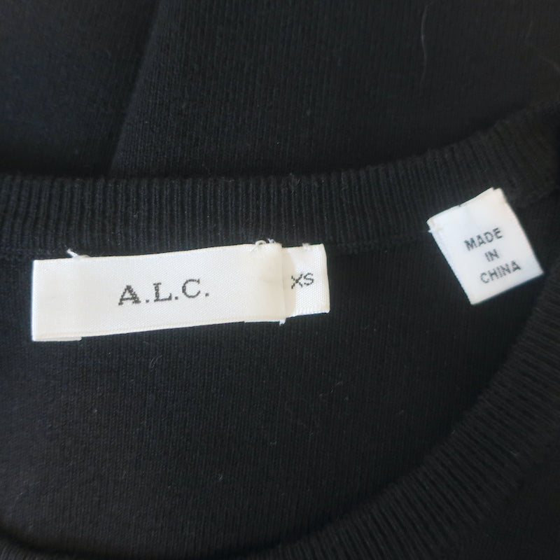 A.L.C. Long Sleeve Midi Dress Black Stretch Jersey Size Extra Small