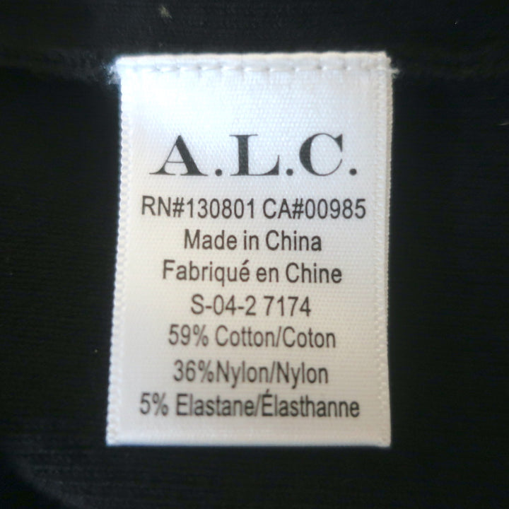 A.L.C. Long Sleeve Midi Dress Black Stretch Jersey Size Extra Small