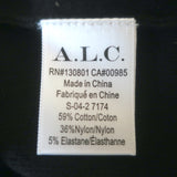 A.L.C. Long Sleeve Midi Dress Black Stretch Jersey Size Extra Small