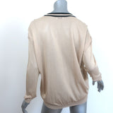 Brunello Cucinelli Metallic Deep V-Neck Sweater Gold Cotton-Blend Size Medium