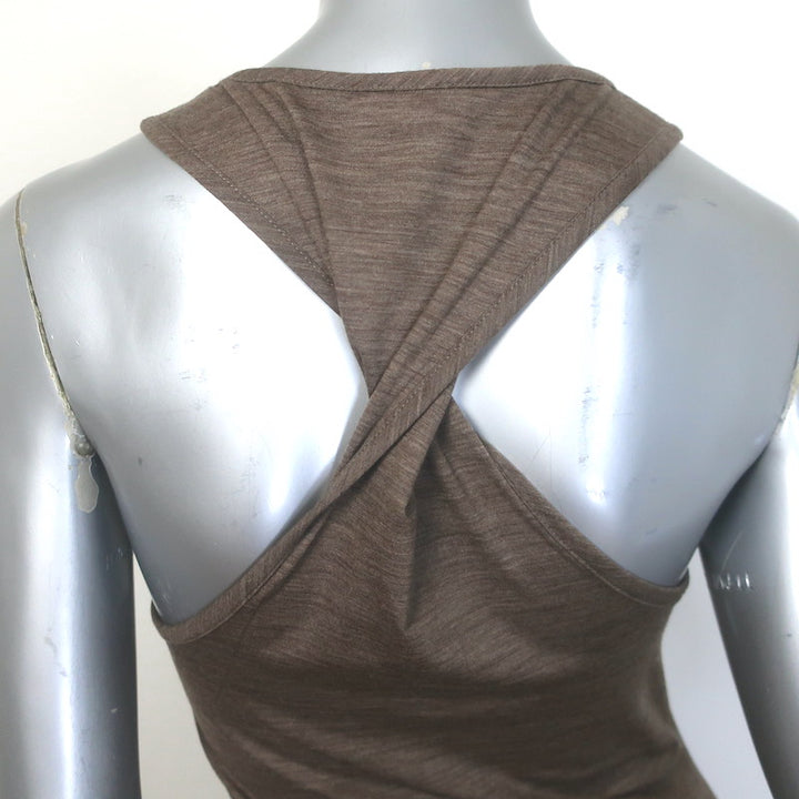 Loewe Anagram Twist-Back Maxi Dress Brown Stretch Wool Jersey Size Small