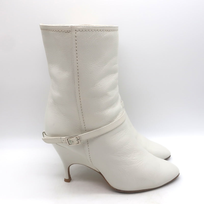 Alchimia di Ballin Kari Ankle Strap Boots White Leather Size 37.5