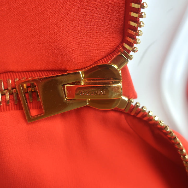 Tom Ford Zipped Open-Back Dress Persimmon Stretch Silk Crepe Size 38