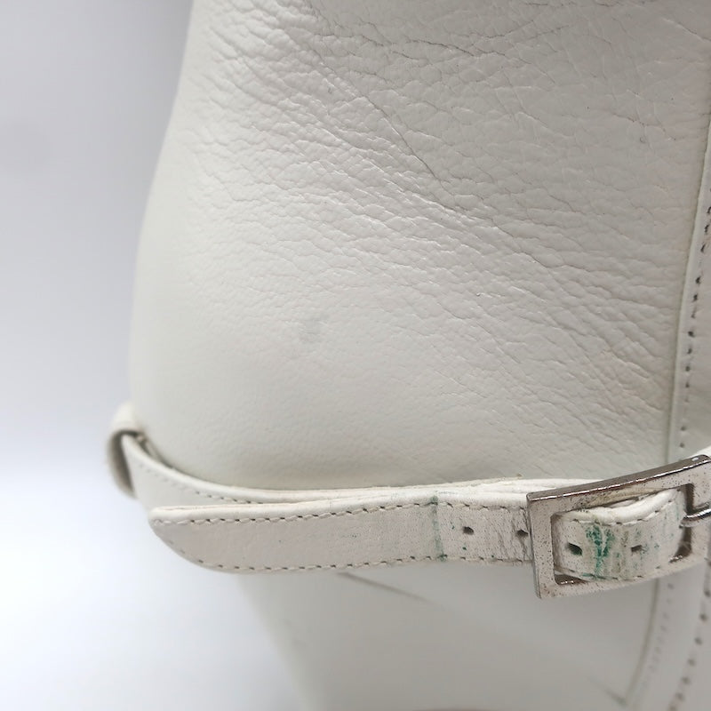 Alchimia di Ballin Kari Ankle Strap Boots White Leather Size 37.5