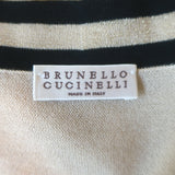 Brunello Cucinelli Metallic Deep V-Neck Sweater Gold Cotton-Blend Size Medium