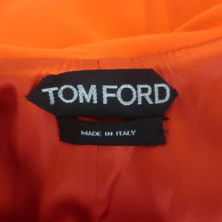 Tom Ford Zipped Open-Back Dress Persimmon Stretch Silk Crepe Size 38