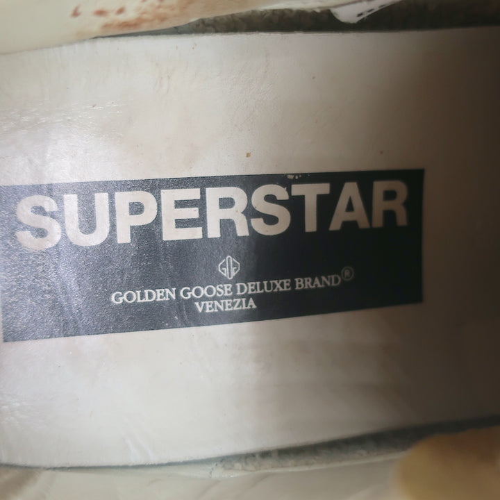 Golden Goose Superstar Low Top Sneakers White Leather &amp; Burgundy Suede Size 38