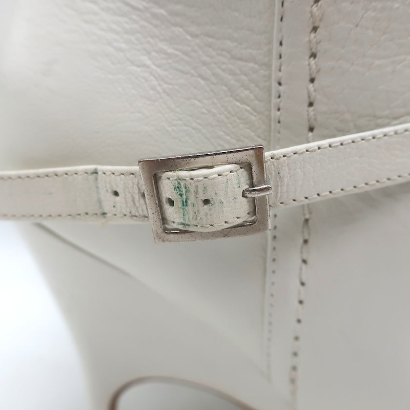 Alchimia di Ballin Kari Ankle Strap Boots White Leather Size 37.5