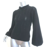 Ulla Johnson Dionne Pointelle Cashmere Balloon Sleeve Sweater Black Size Small
