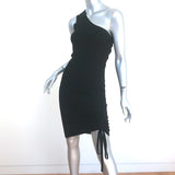 T by Alexander Wang One-Shoulder Mini Dress Black Ruched Wool Size Extra Small