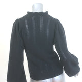 Ulla Johnson Dionne Pointelle Cashmere Balloon Sleeve Sweater Black Size Small