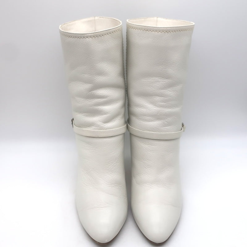 Alchimia di Ballin Kari Ankle Strap Boots White Leather Size 37.5