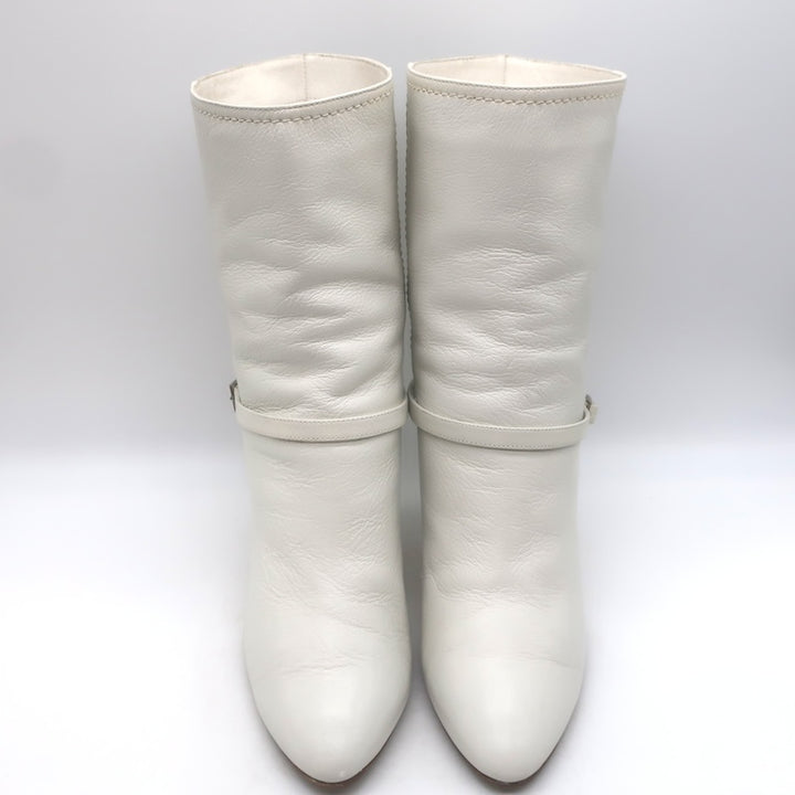 Alchimia di Ballin Kari Ankle Strap Boots White Leather Size 37.5