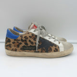 Golden Goose Superstar Low Top Sneakers Leopard Print Calf Hair Size 38