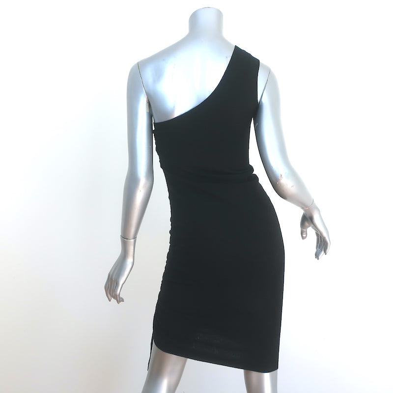 T by Alexander Wang One-Shoulder Mini Dress Black Ruched Wool Size Extra Small
