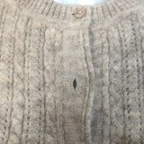 Doen Altheda Ruffled Pointelle Cardigan Oatmeal Alpaca-Wool Size Extra Small