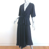 A.L.C. Avi Twist-Front Asymmetric Midi Dress Navy Striped Silk Size 10