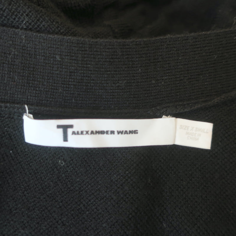 T by Alexander Wang One-Shoulder Mini Dress Black Ruched Wool Size Extra Small