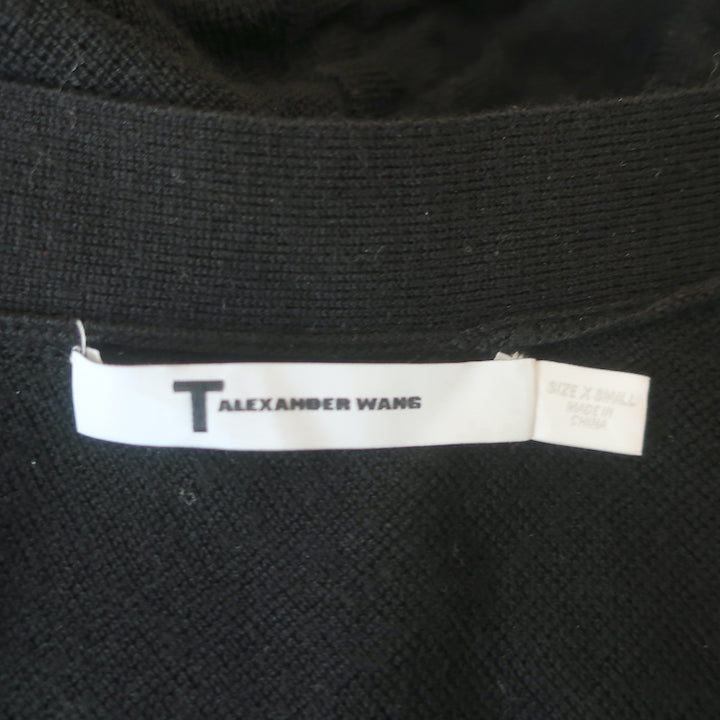 T by Alexander Wang One-Shoulder Mini Dress Black Ruched Wool Size Extra Small