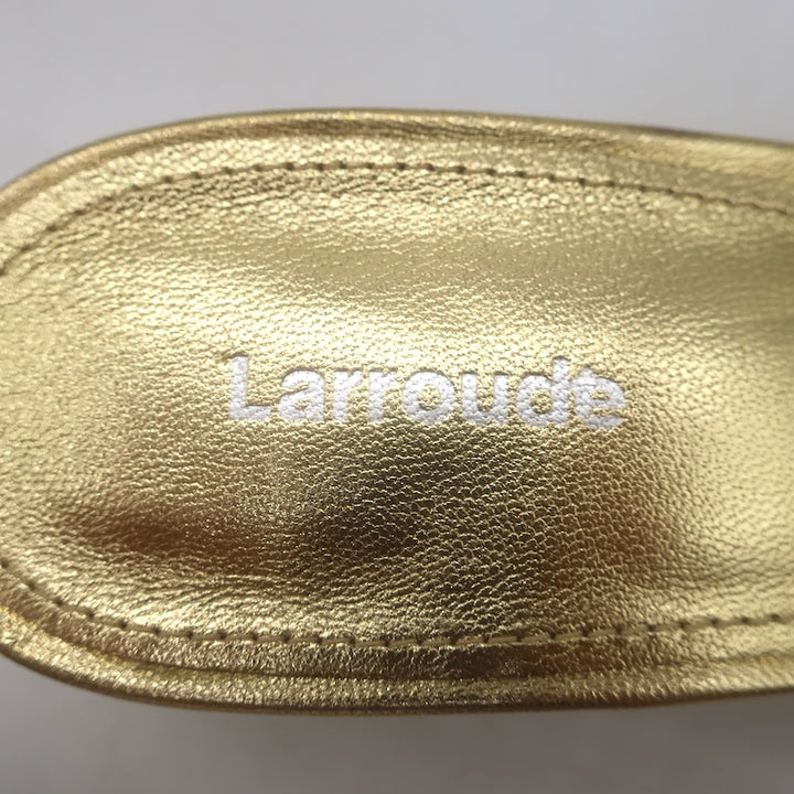 Larroude Valerie Knotted Mule Sandals Gold Metallic Leather Size 9 NEW