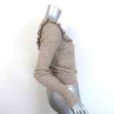 Doen Altheda Ruffled Pointelle Cardigan Oatmeal Alpaca-Wool Size Extra Small