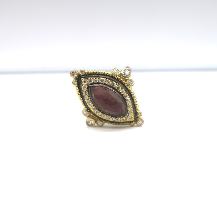 Armenta Marquise Diamond &amp; Purple Gemstone Ring 18k Gold &amp; Sterling Size 6.5